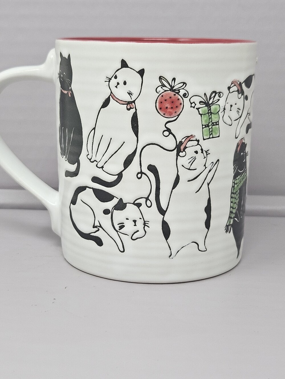 Spectrum Designz Etched Retro Cat Christmas  18oz Coffee Mug CD